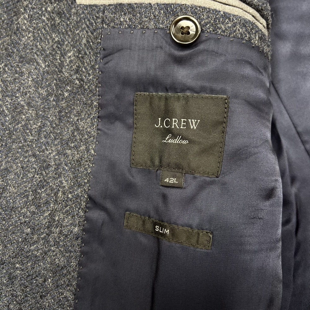 J.Crew Ludlow Slim-fit Unstructured Blazer in English Wool-Cotton Size 42L Blue - Picture 5 of 14